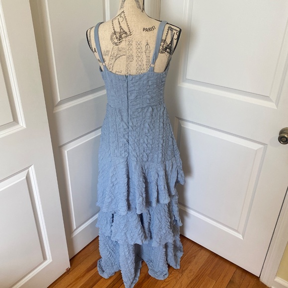 VICI Collection Tiered Cottagecore Long Maxi Dress Size Med Chambray Blue Boho - Picture 2 of 9